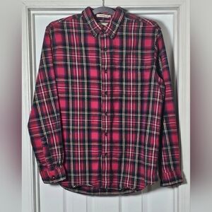 Vintage LL Bean Shirt Mens Medium Traditional Fit Red Plaid Cotton Flannel